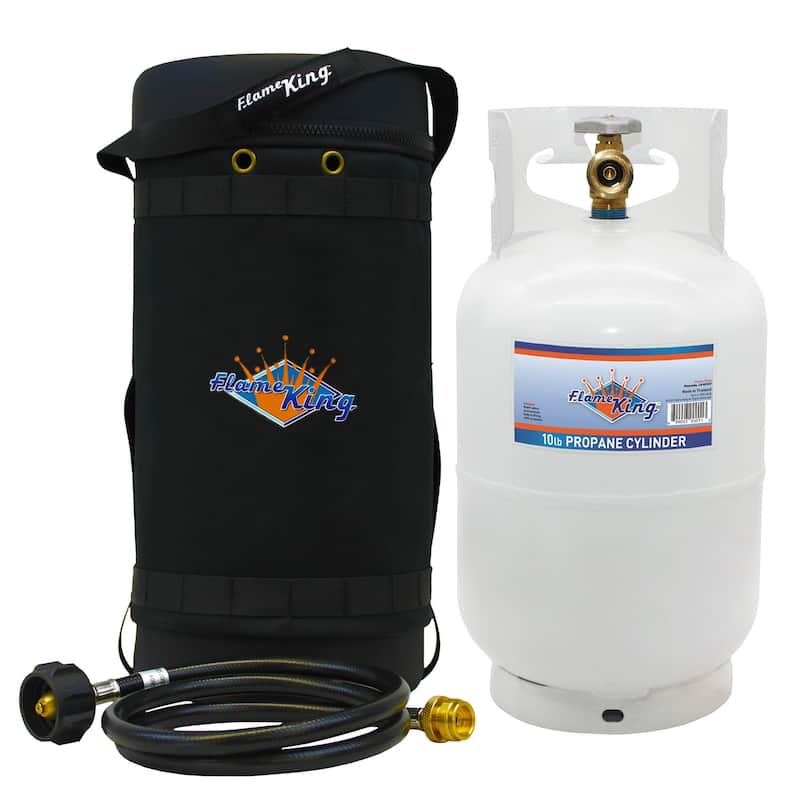 Flame King Gas Hauler Kit Carry Case, 10LB Propane Tank & Adapter Hose - 10"X18"