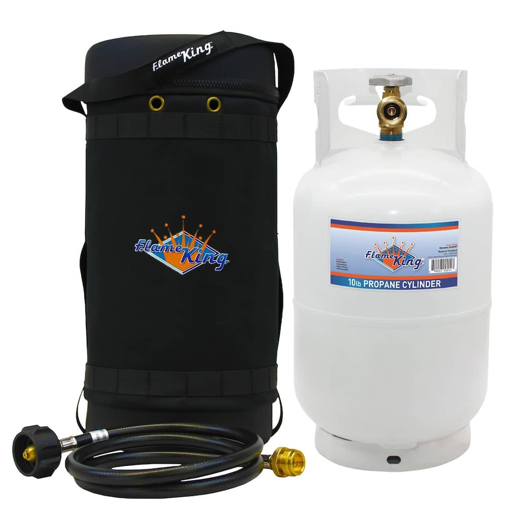 Flame King Gas Hauler Kit Carry Case, 10LB Propane Tank & Adapter Hose - 10"X18"