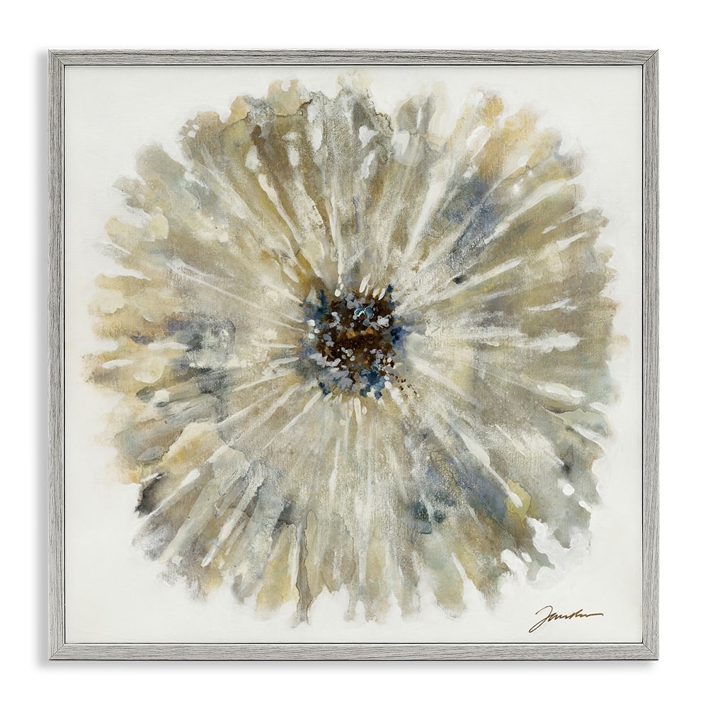 Stupell Neutral Rustic Abstract Flower Framed Giclee Art Design By Liz Jardine