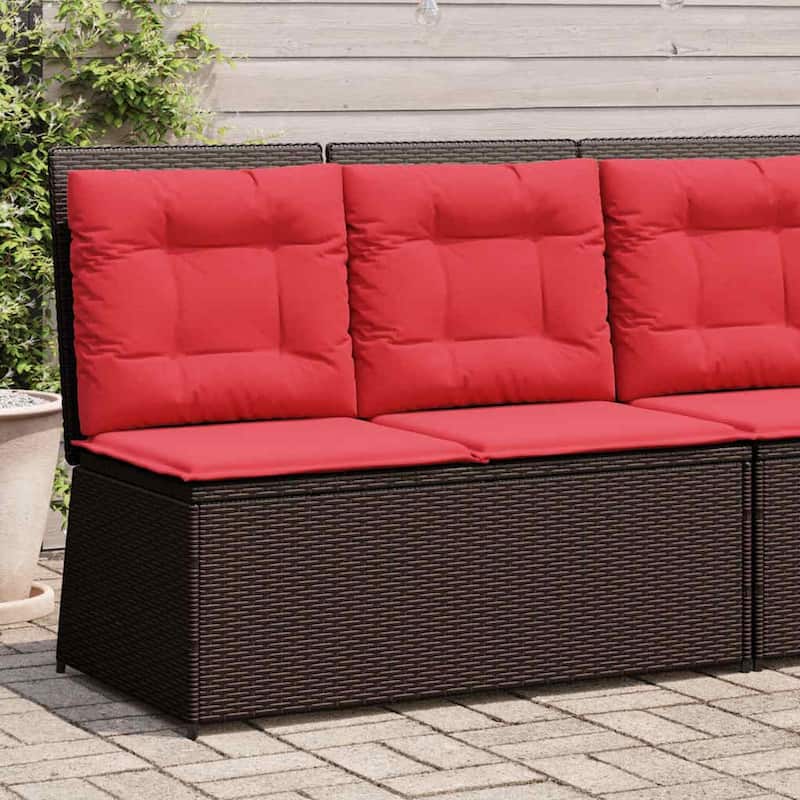 vidaXL Garden Bench with Cushion Brown Poly rattan - 26 x 43 x 37