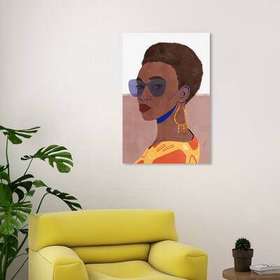 Wynwood Studio Canvas Fashion and Glam Starlight Gal Brown and Modern & Contemporary Wall Art Canvas Print