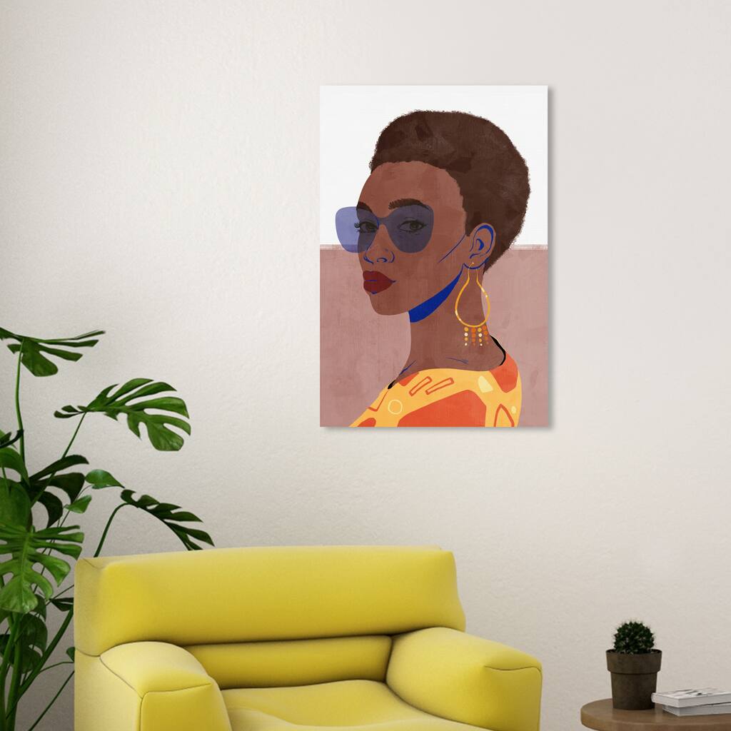 Wynwood Studio Canvas Fashion and Glam Starlight Gal Brown and Modern & Contemporary Wall Art Canvas Print