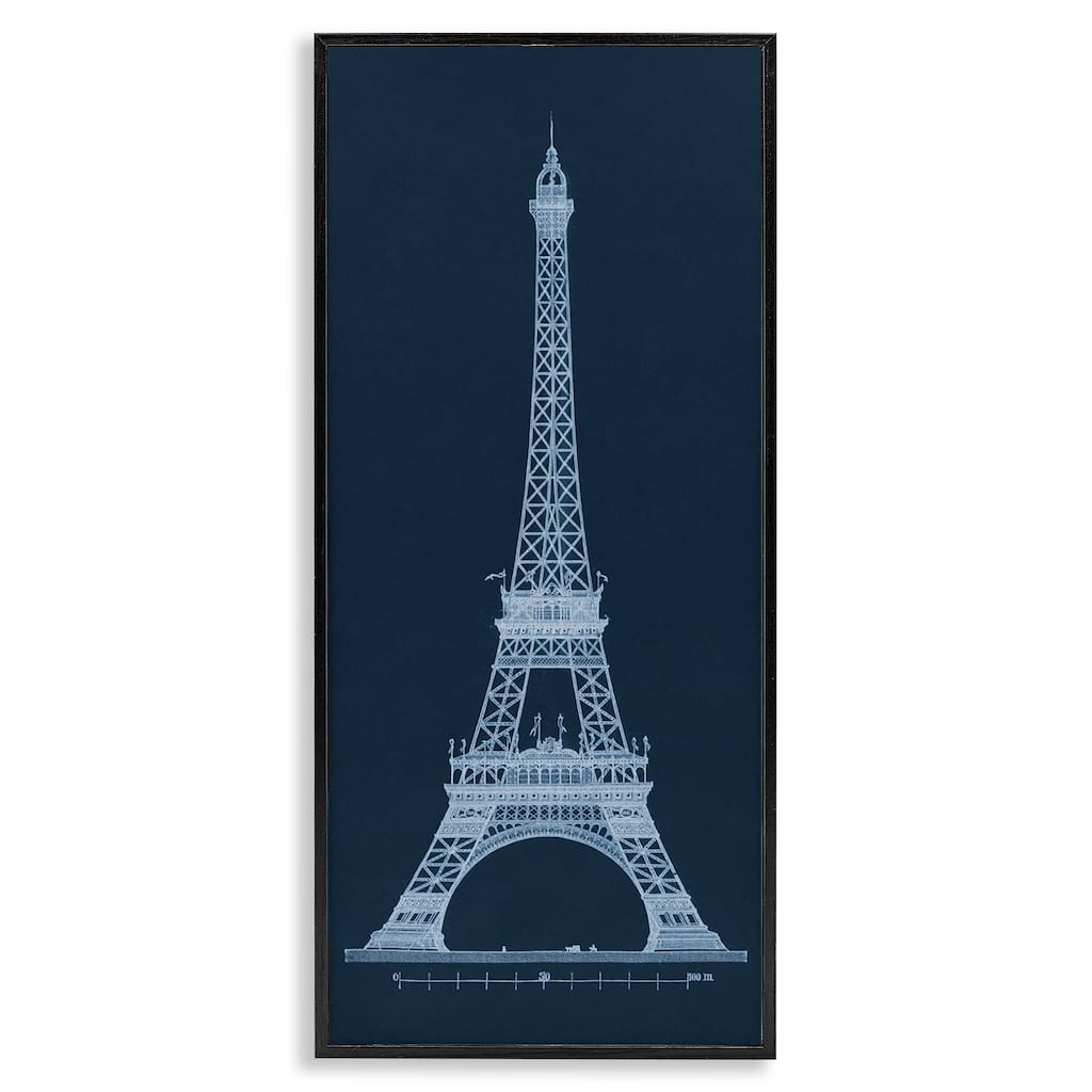 Stupell White Parisian Tower on Blue Framed Giclee Art Design By Phillipa Katz