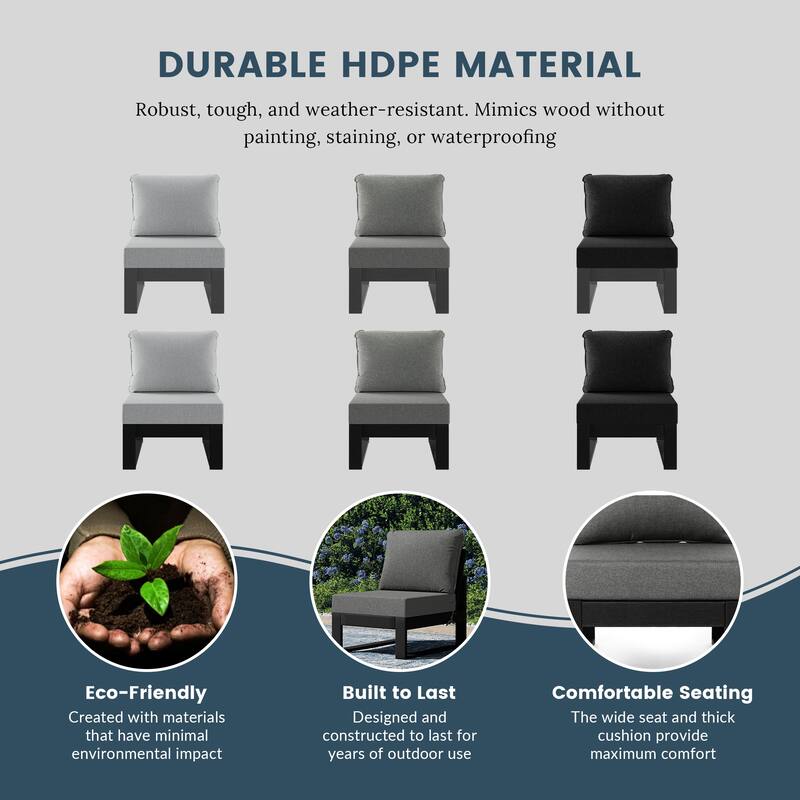 Endless Patio Deep Seating Armless Chair with Black Frame