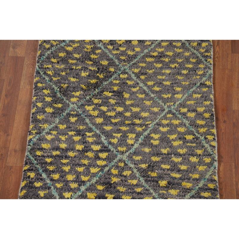 Trellis Geometric Moroccan Oriental Accent Rug Handmade Wool Carpet - 3'0" x 4'11"