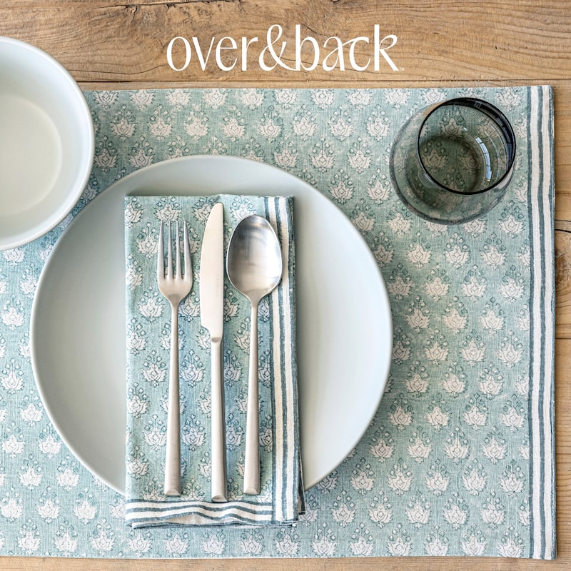 over&back Hand-Blocked 100% Cotton Placemats - Machine Washable - Set of 4