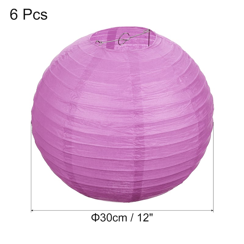 6pcs 12 Inch Folding Hanging Paper Lanterns for Wedding Home Party - Pink