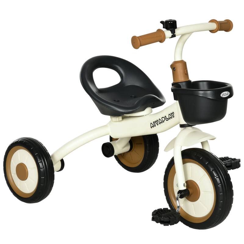 Adjustable Kids Tricycle with Storage Basket and EVA Wheels for Outdoor Play Riding and Toddler Gifts​ - White