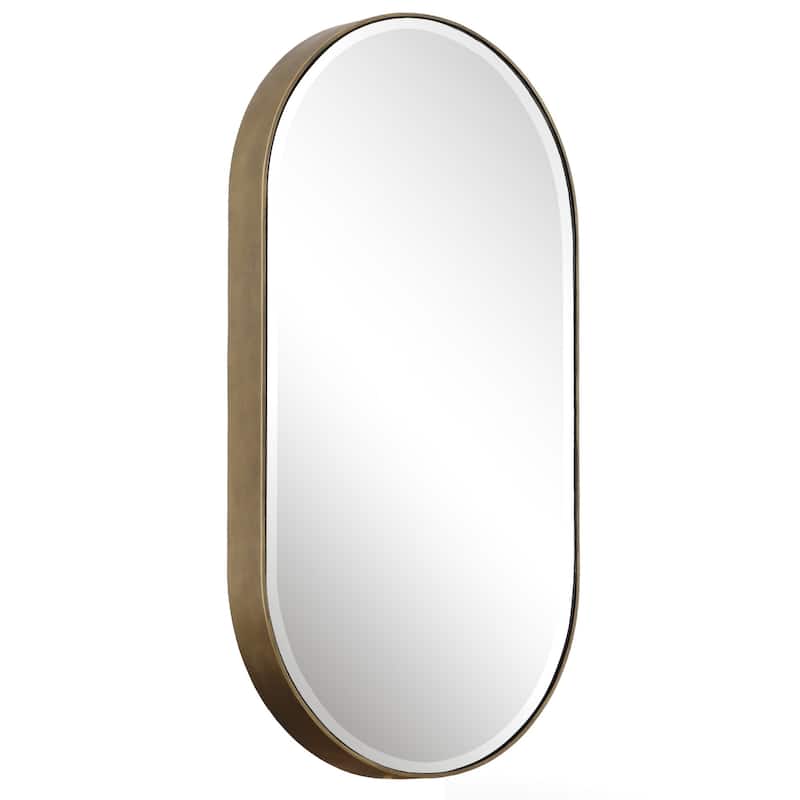 Beveled Oval Wall Mirror - 40" - Antique Gold