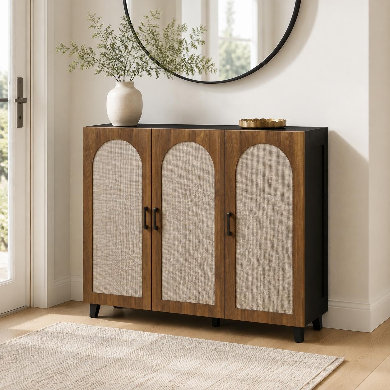 3-Door Shoe Cabinet with Adjustable Shelves for up to 24 Pairs of Shoes - N/A