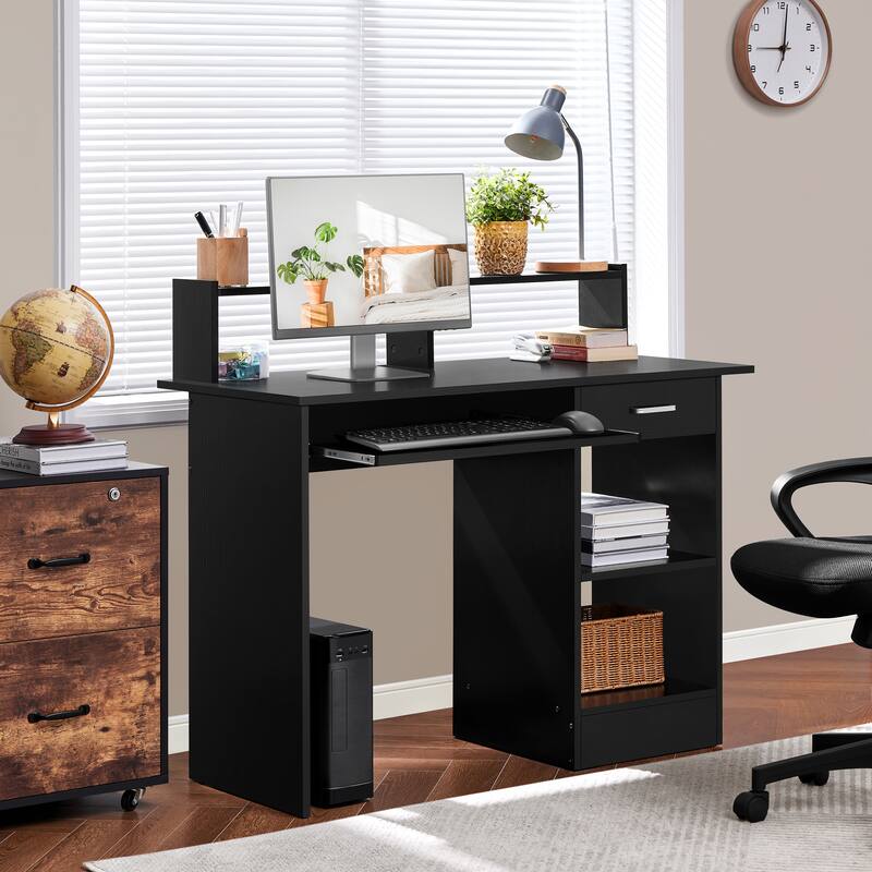 Yaheetech Computer Desk Desktop Table with Storages and Keyboard Tray