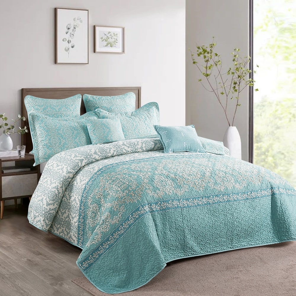 Serenta Mystic Printed Reversible 7-piece Bedspread Coverlet Set