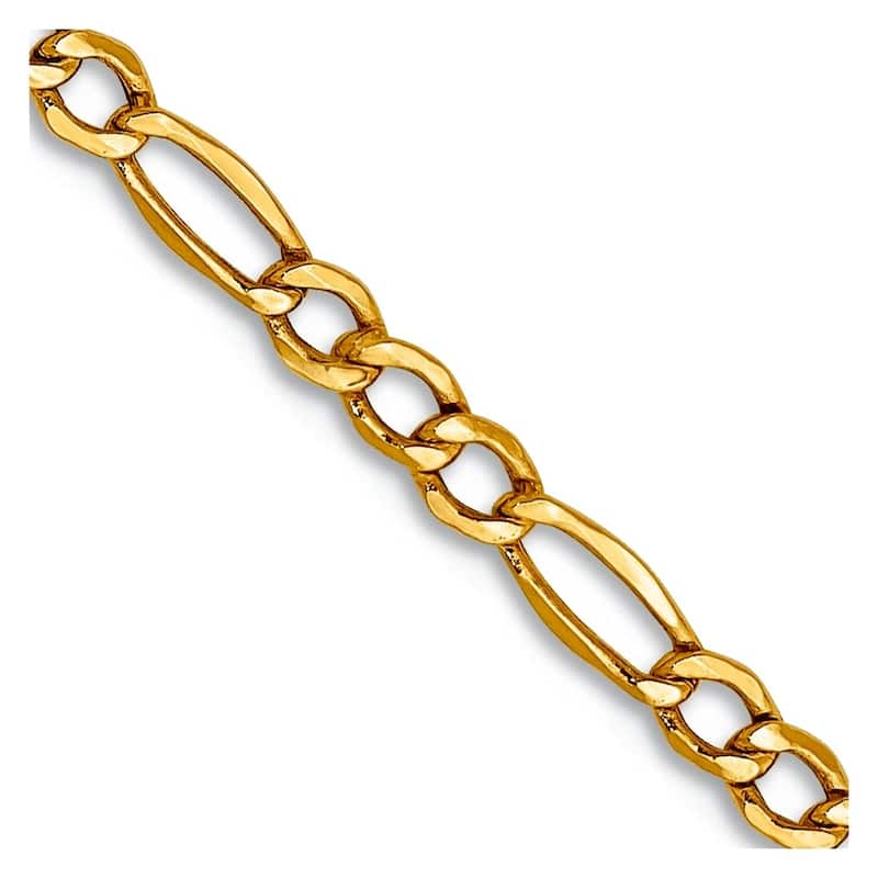 Curata 10k Yellow Gold 2.5mm Figaro Link Chain Necklace (Lobster) Options: 16 18 20 22 24