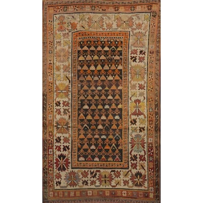 Hand Knotted Oriental 100% Wool Carpet Traditional Geometric Black Area Rug - 6' 0'' X 3' 7''