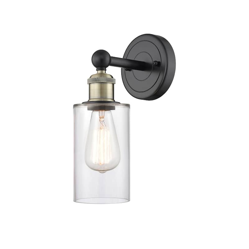 Innovations Lighting 616-1W-11-4 Clymer Sconce Clymer 11" Tall Wall - Black Antique Brass / Clear