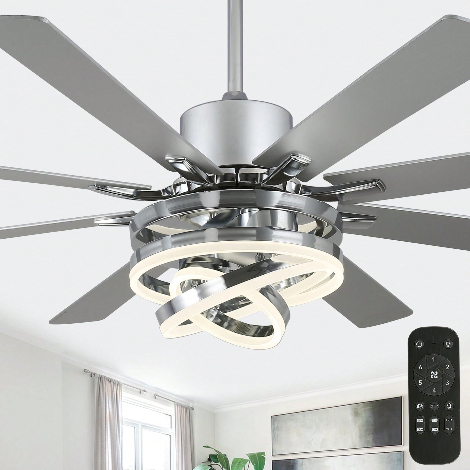 Home Decorators Collection outlet Carrington 60 in. Brushed Nickel Ceiling Fan