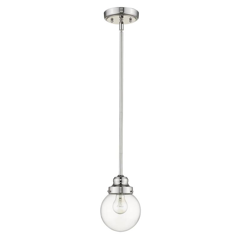 HomeRoots Silver Metal Hanging with Round Clear Glass Shade - 6' X '8.75' X '6