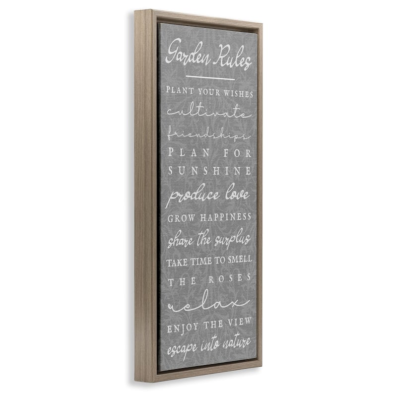 Stupell Comforting Garden Rules Framed Floater Canvas Wall Art Design By Lil' Rue