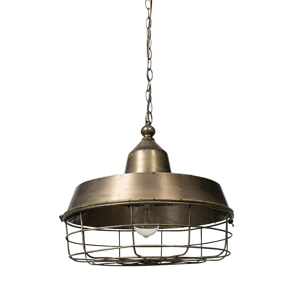 Tahla Gold Toned Metal Cage Pendant Light - 14"L x 14"W x 14.5"H