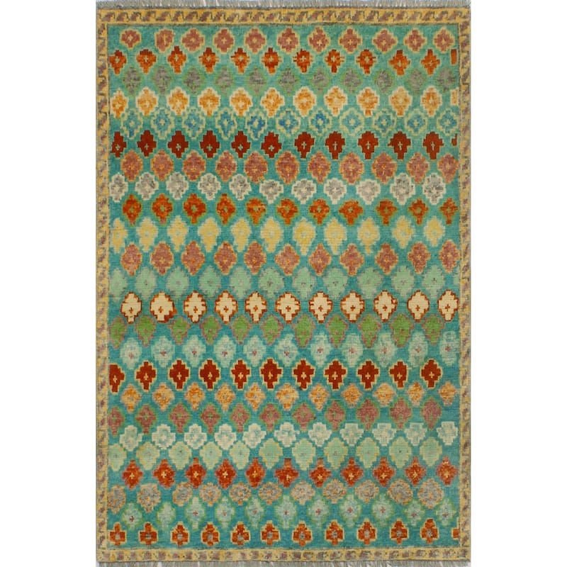 Balochi Aethelwi Green/Rust Rug - 3'3" x 4'11"