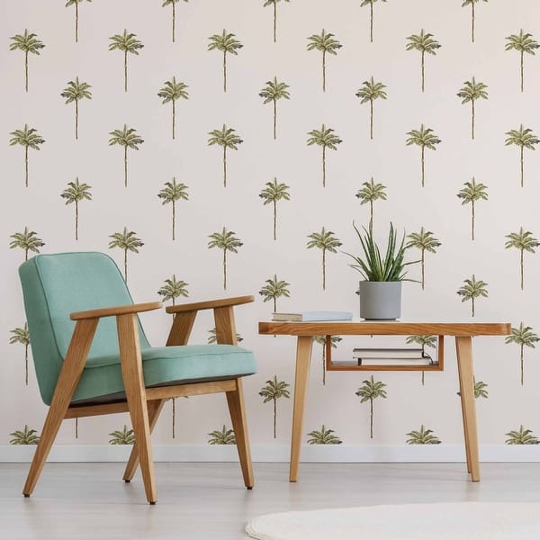 Green Palm tree Peel and Stick Removable Wallpaper 0797 - Overstock -  34040872
