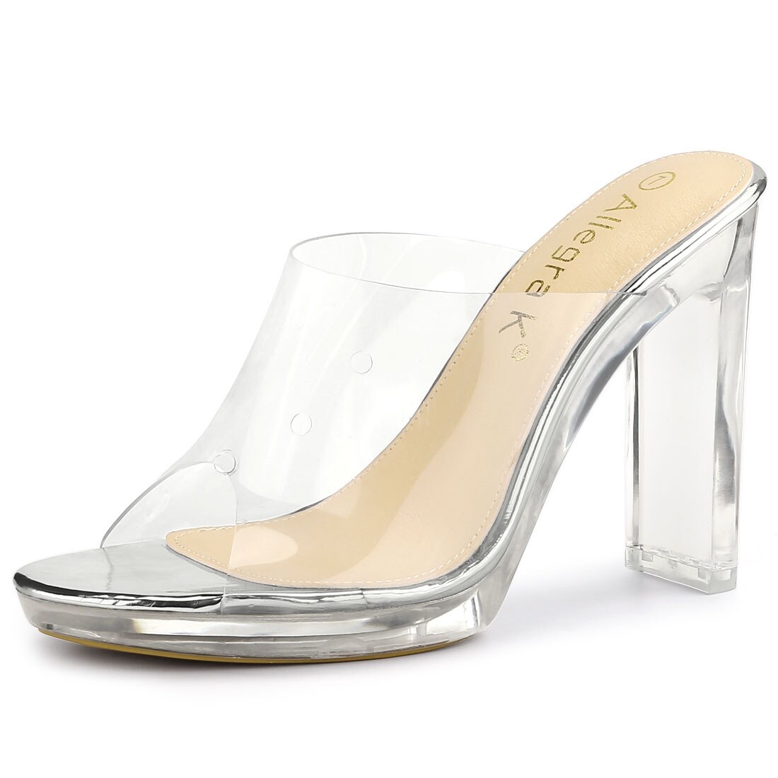 matte silver block heels