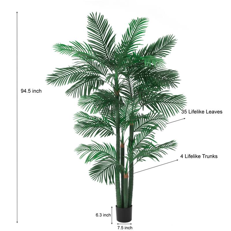 8FT Artificial Golden Cane Palm Tree, Fake Palm Tree