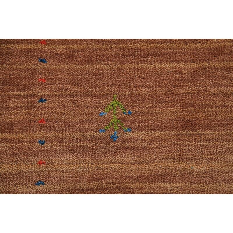 Tribal Gabbeh Indian Foyer Rug Hand-Knotted Modern Wool Carpet - 3'2" x 4'11"