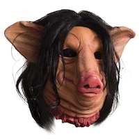 Pink and Black Saw Pig Face Unisex Adult Mask Costume Accessory - One ...