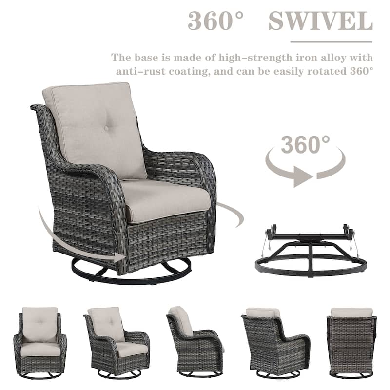 Gymojoy Outdoor Wicker Rocking Lounge Chairs with Swivel Base (Set of 2)