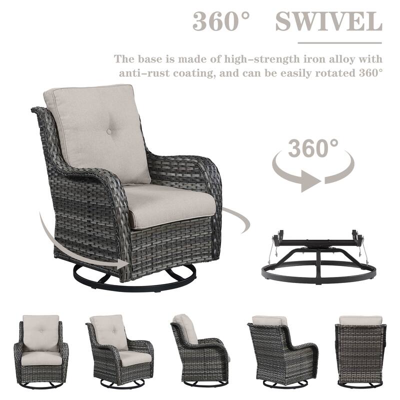 Gymojoy Outdoor Wicker Rocking Lounge Chairs with Swivel Base (Set of 2 ...