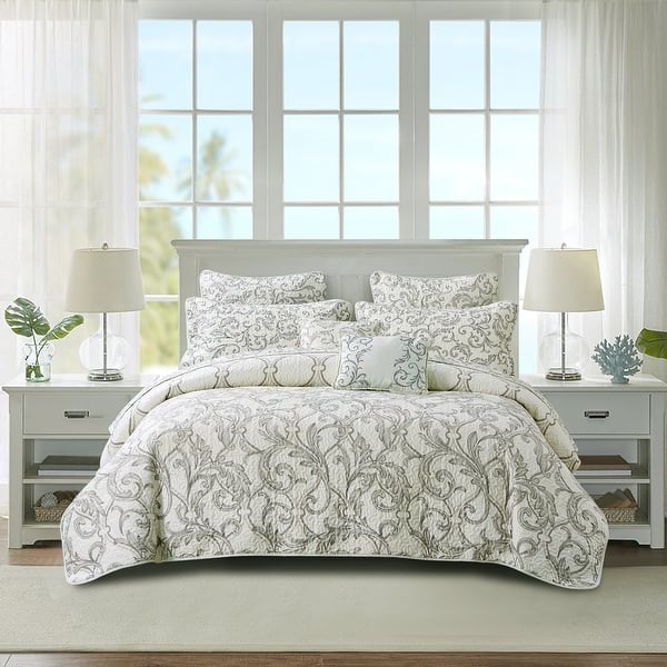 slide 2 of 8, Marisol Printed Microfiber 7-piece Bedspread Quilt Coverlet Set