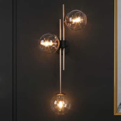 Bola Modern Gold 3-Light Chandelier Orb Glass Bathroom Vanity Lights Wall Sconces