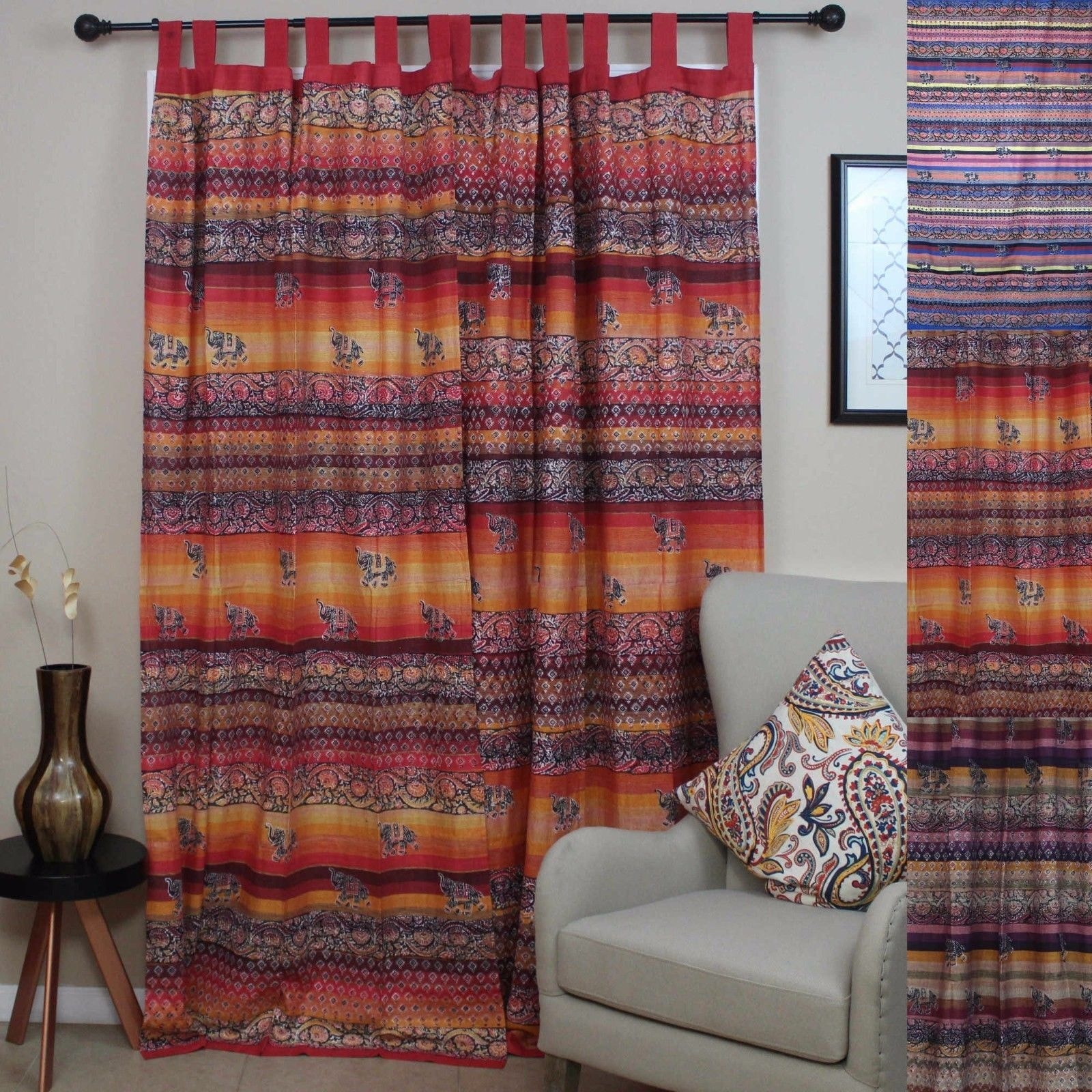 Shop Curtains For Living Room Cotton Tab Top Paisley Floral
