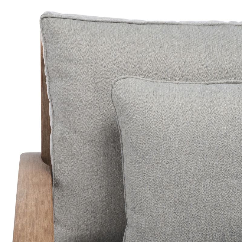 SAFAVIEH Couture Freida Wood Patio Arm Chair - 31.4" W x 35.6" L x 32.6" H - 31"W x 36"D x 33"H