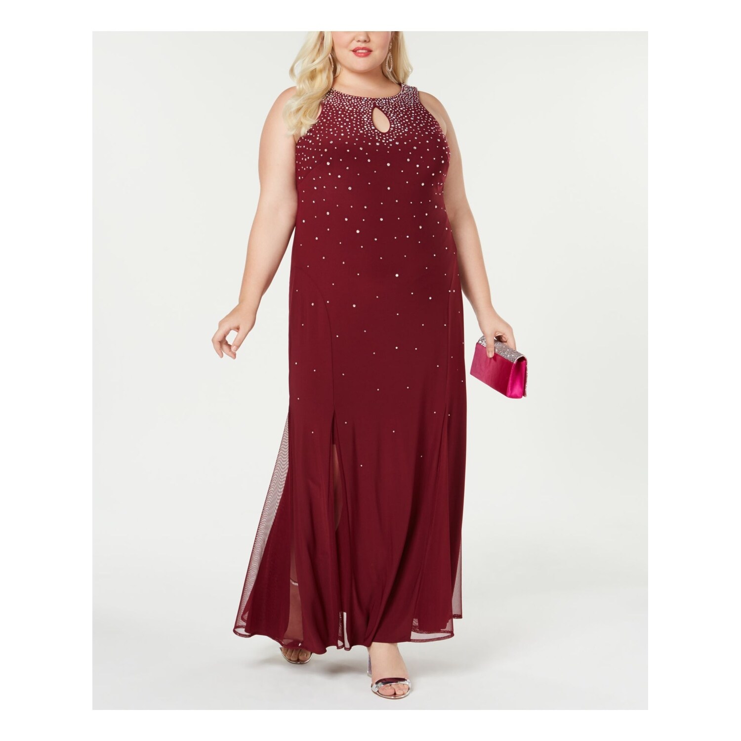 r & m richards sleeveless embellished empire waist dress