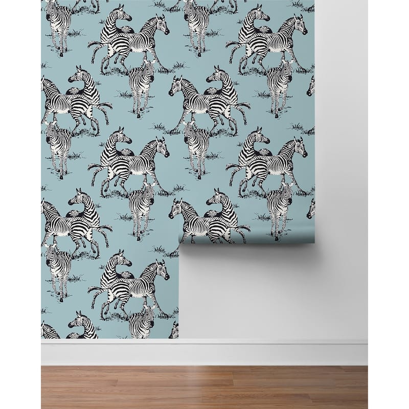 Harry & Grace Playful Zebras Peel and Stick Wallpaper