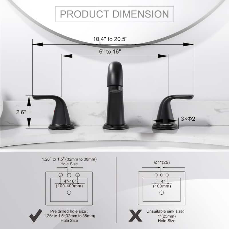 WOWOW Widespread Double Handle Bathroom Faucet