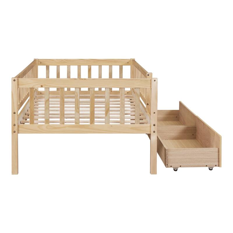 Twin Size Wood Daybed with Two Drawers, Space-Saving Multi-Functional Design