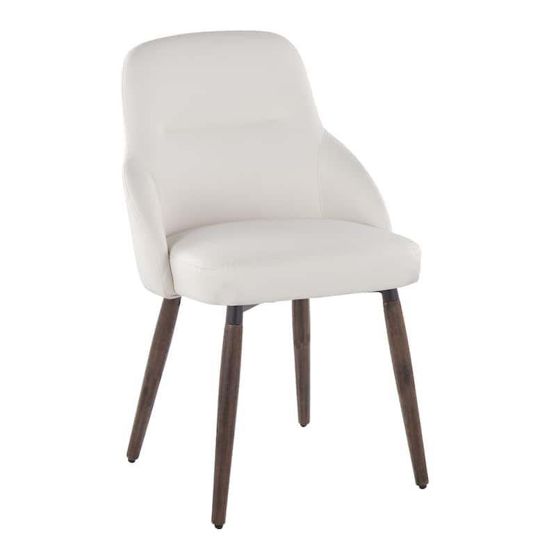York Upholstered Contemporary Chair in Dark Walnut Wood - Set of 2