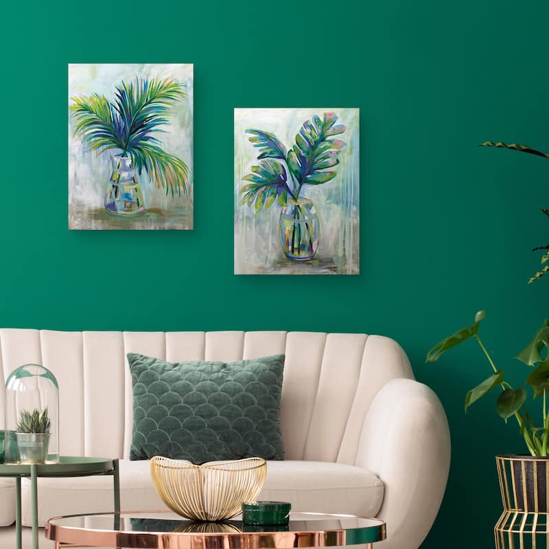 Palm Leaves I, Palm Leaves II by Jeanette Vertentes Canvas Art Prints