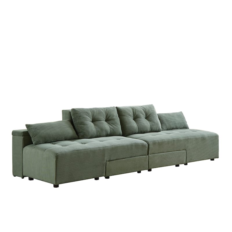 94'' Corduroy 3-in-1 Convertible Sofa with Storage