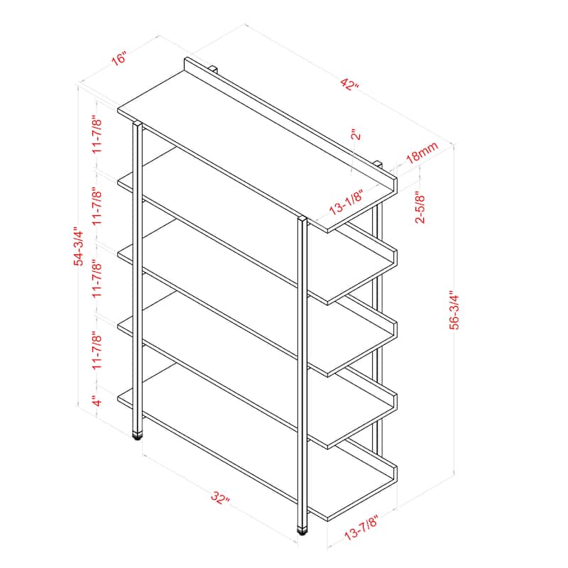 Bizi Contemporary Metal 5-Tier Display Shelf by Furniture of America