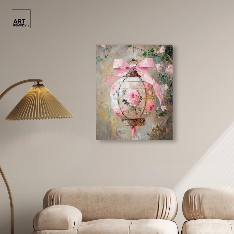 Rose Garden Lantern Canvas by Art Remedy, Gallery Wrapped