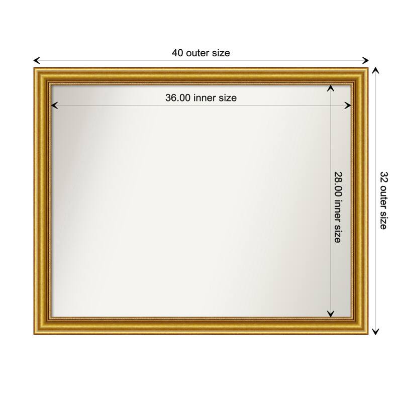 Townhouse Gold Framed Non-Beveled Custom Wall Mirror, Bathroom Vanity Mirror - Outer Size: 39.75 x 31.75
