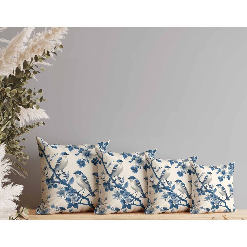 Skyline Chorus Indoor/Outdoor Reversible Throw Pillow Beige and Blue