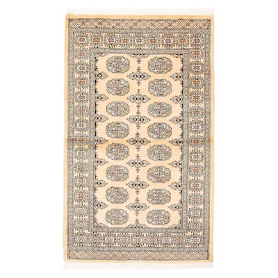 ECARPETGALLERY Hand-knotted Peshawar Bokhara Beige Wool Rug - 3'1 x 5'0