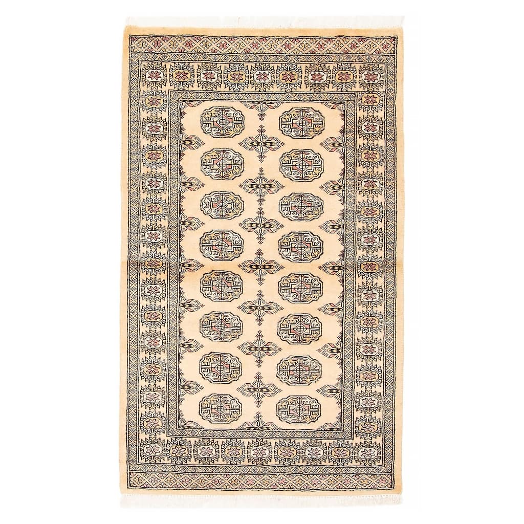 ECARPETGALLERY Hand-knotted Peshawar Bokhara Beige Wool Rug - 3'1 x 5'0