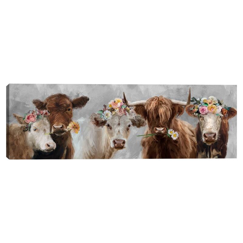 Moo Review by Studio Arts Canvas Art Print - Brown