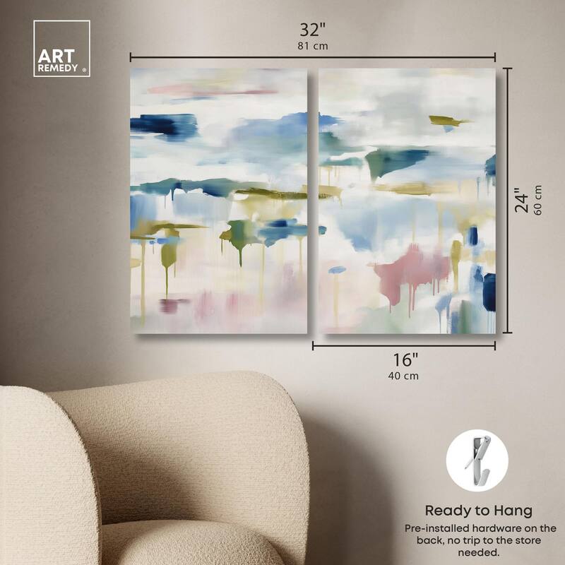 Veil of Azure I Canvas Set of 2 by Art Remedy, Gallery Wrapped